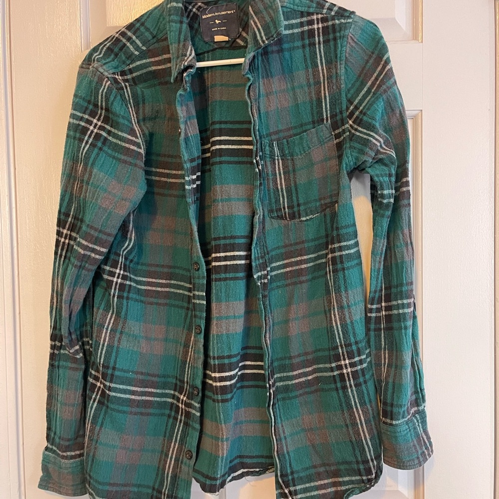 Modern Amusement Teal Plaid Women's Top